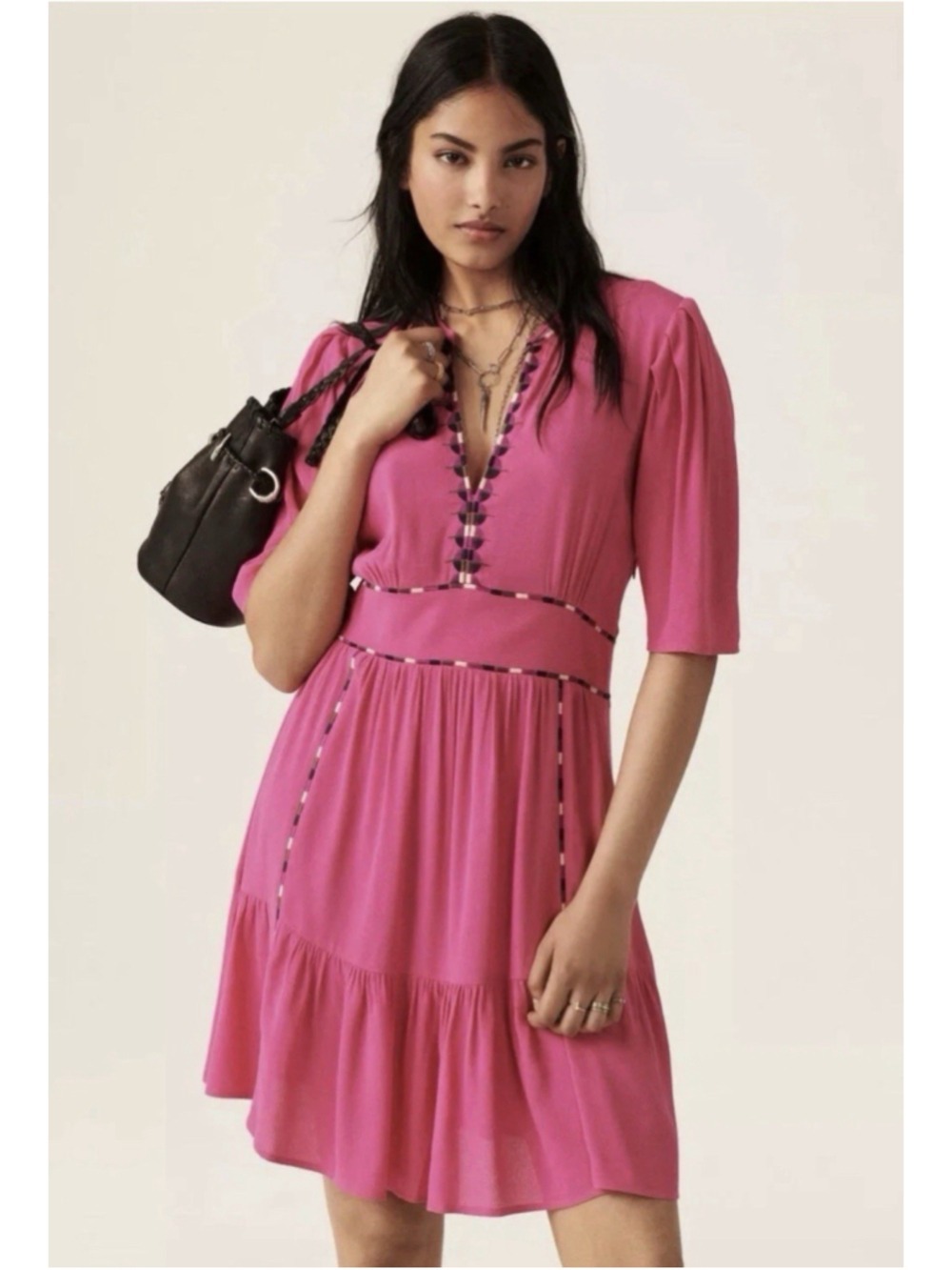 ba&sh Teresa Mini Dress M Embroidered Boho Chic Festival Party Resort $295 NWT